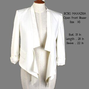 BCBG MAXAZRIA Open Front Blazer 2 Long Sleeve Lined Rolled Cuffs Bin 4